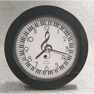 Albert Elovitz Inc. Piano Keys Wall Clock Quartz Moment Battery Operated Black